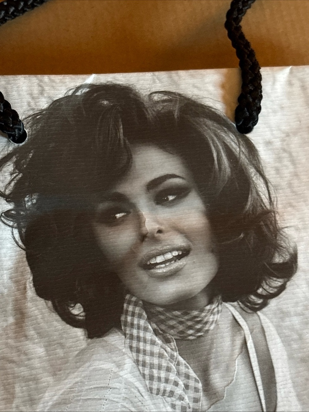 Sofia Loren lookalike model GUESS Black & White Photo Tote with Red Logo used - Picture 8 of 9